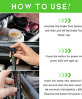 How to use Brake Fluid Tester Pen DOT 3 DOT 4 DOT 5.1 Diagnostic Tool with 5 LED Indicators for vehicle safety check.