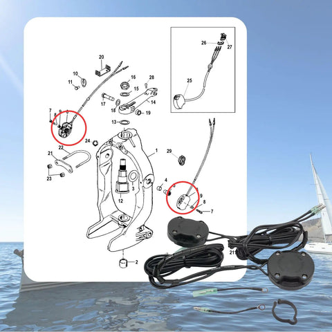 Precision Trim Sender Limit Switch Kit For Mercruiser Alpha One Gen 2 And Bravo Outdrives laid out with installation diagram.