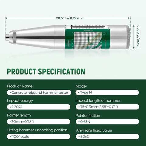 Concrete Rebound Hammer Tester Schmidt Style Strength Meter For Construction Sites Portable 1Kg Pro Grade Specification