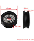 Beefed-Up U Type Groove Pulley Nylon Guide Roller Bearing Wheel Set 4 Pcs For Driving Equipment And Doors Windows, Smooth Low Noise Sliding, Heavy Duty Load Capacity Up To 63 Kg, 0.78 Inch By 0.19 Inch By 0.28 Inch, black 20mm U-groove wheel, 5mm bore
