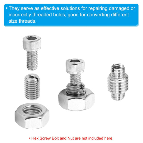 PATIKIL thread adapters sleeve reducing nut, 2 pcs, M20xM16x20mm, male-to-female, stainless steel, silver