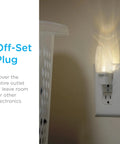 LED Night Light Plug In With Dusk To Dawn Sensor Warm White Glow UL Certified Energy Efficient Nightlight with offset plug design.