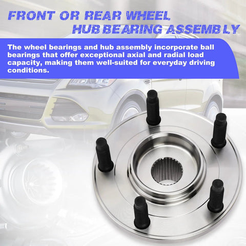 Front Wheel Hub Bearing Assembly That Fits Ford Escape Mazda Tribute Mercury Mariner Durable OEM Grade Hub Bearing Kit Ready To Roll For 2001 2012 Escape 2001 2006 2008 2011 Tribute 2005 2011 Mariner Replacement with schematic overlay