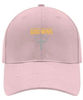 Front view of Im Just His Apprentice Pink Adjustable Cap For Men Dope Hat With Custom Fit featuring graphic design
