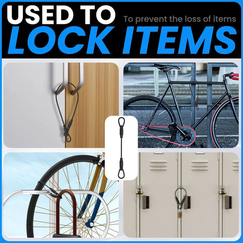 PVC Coated Stainless Steel Braided Wire Rope Lanyard With End Loops 3mm Diameter used to lock bike, lockers, and door