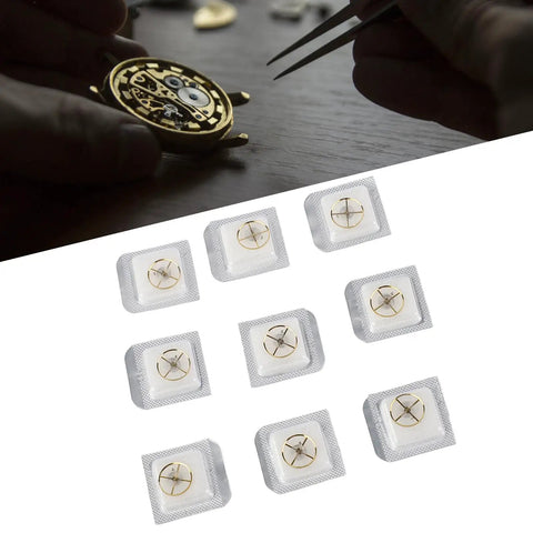 Pro Grade 7120 Balance Wheel Kit For Watch Repair And Movement Tinkering displayed with individual alloy parts.