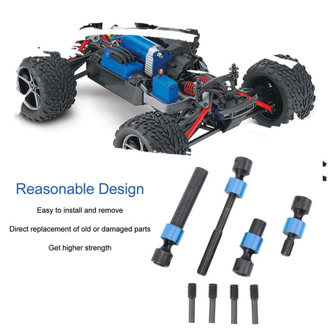 Traxxas Compatible Center Drive Shaft Splined Universal Steel CVD Driveshaft For REVO 3.3 Summit E REVO 2.0 T MAXX RC Cars Adjustable Front 3.11 To 3.62 Inches And Rear 5.08 To 6.3 Inches High Performance Drivetrain Upgrade Blue, steel RC driveshaft set