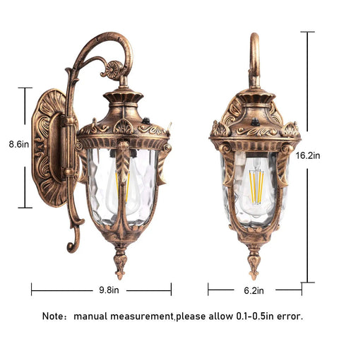 Outdoor Wall Light With Dusk To Dawn Sensor In Gold Weatherproof Exterior Wall Mount Sconce For Entrance Porch Garage