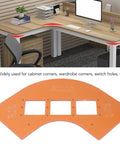 Top Shelf Router Template Kit For Dead Simple Cabinet Corner Cutting And Exact Switch Hole Marking Includes R15 R30 R100 R200 Radius Guides, orange plastic template.