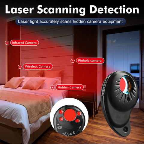 Hidden Camera Detector And Bug Finder For Privacy Protection Portable 4 In 1 RF Signal Scanner with laser scanning detection in hotel room