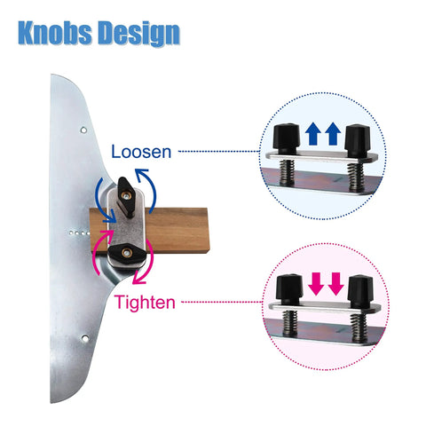 Stair Tread Template Set Pro Grade Cutting Tools with zinc plated steel, knob design showing loosen and tighten functions.