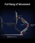 Legit Heavy Duty Monitor Arm With Sleek Cable Routing, Smooth Tilt And Swivel Flex, Takes Displays Up To 39 Inches design show full range of movement.
