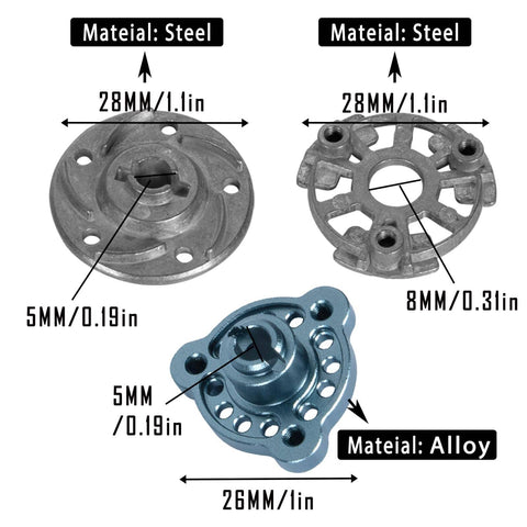 Steel and alloy gear parts with measurements for Beefed Up 90T 48P Spur Gear Kit With 17T 19T 21T Pinions And Slipper Clutch Upgrade For RC Trucks