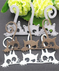 Cat Cutting Die Set For Card Making And Scrapbooking, showcasing 3 pack cats 6.7x10.8 CM, metal die-cuts with carbon steel material