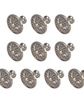 Round Single Hole Cabinet Door Handles and Knobs for Cupboards in retro European style, set of 10 aluminum design.