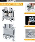 Beefy DIN Rail Terminal Block With Screw Clamp Heavy Duty 600V 30A 30 To 10 AWG Nylon PA66 Housing Copper Bodies Nickel Plated Screws
