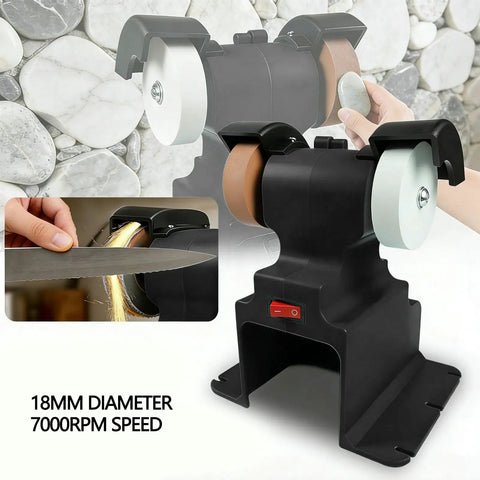 Top Rated Asixxsix Mini Bench Grinder Polisher 200W 7000Rpm showing grinding and polishing wheels with 18mm diameter.