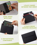 Instructional guide for Trading Card Shipping Kit 400 Pcs Envelopes And Rigid Self Seal Mailers 4x6 For TCG And Sports Cards Privacy Protection