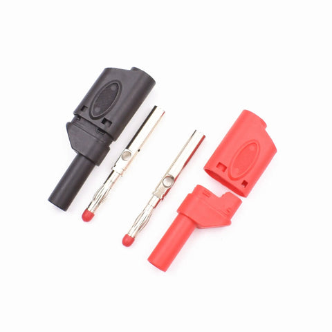 Fully Insulated 4Mm Banana Plugs Male Stackable Connectors with adapters in black and red for multimeter test leads and probes
