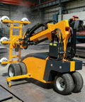 Heavy Duty Electric Vacuum Suction Lifter Trolley For No Sweat Flat Panel Installation With Rock Solid Suction Power And Smooth Rolling Base, showcasing its suction arm and roller wheels.
