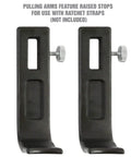 Pulling arms from Brake Drum Puller Tool with raised stops for ratchet straps, part of Powerful Brake Drum Puller And Rotor Removal Tool