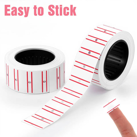 Go-To 30,000 Price Gun Labels Pack With 60 Rolls Price Tag Stickers showing two rolls with red lines and text 'Easy to Stick'
