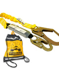 Top Tier 6Ft Single Leg Safety Lanyard Featuring An External Shock Absorber Pack for roof work, includes heavy-duty hooks.