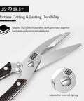 Heavy Duty Kitchen Scissors For Poultry And Bones Ultra Sharp Stainless Steel Shears With Comfortable Grip Boss Grade Performance Great For Herbs Poultry Crusts And Everyday Kitchen Prep Beast Mode Tool That Easily Cuts Through Tough Meat. 5Cr15MoV stainless steel kitchen scissors with wood handle and adjustable spring