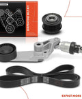 Toyota Serpentine Drive Belt Kit With Tensioner And Idler Pulley For Corolla Matrix Celica 2003 To 2008 1.8L Engines Closeup