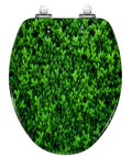 Elongated green moss old concrete wall green moss nature dark Toilet Seat with green foliage design.