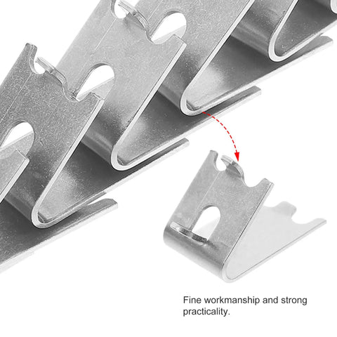 Stainless Steel Refrigerator Shelf Clips Set 8 Pieces Square Support Hooks Freezer Shelf Holders close-up view