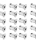 7/16 Inch Stainless Steel Quarter Turn Dzus Button Fasteners 20 pack arranged neatly showing tough chrome finish.