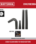 Two And A Half Inch Gutter Cleaning Wet Dry Vac Attachment Kit, includes nozzles and extensions, fits 2.5-inch hoses
