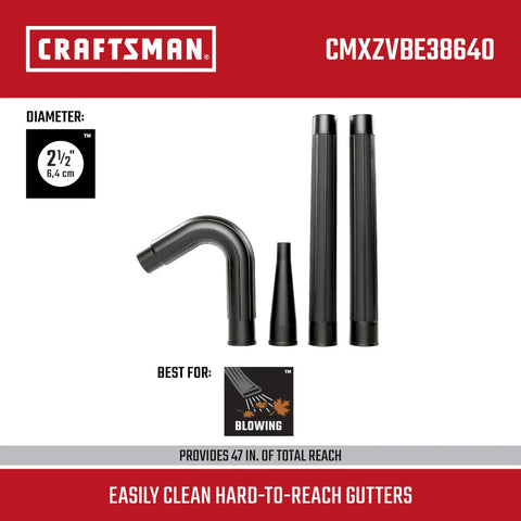 Two And A Half Inch Gutter Cleaning Wet Dry Vac Attachment Kit, includes nozzles and extensions, fits 2.5-inch hoses