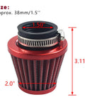 Red 38mm 1.5 Inch Air Filter Intake Induction Kit Riding Ready Universal Fit For GY6 50cc QMB139 Taotao Sunl BMS