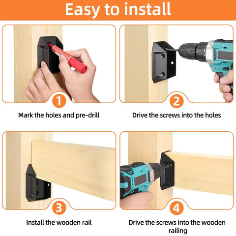 Installation guide for 40 Pack Aluminum Deck Railing Brackets Connectors For Fence And Stair Handrails Actual 1.5x3.5 Inch 2x4 Size