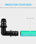 42 Pcs All In One Drip Irrigation Fittings Kit With Switch Valves Tees Elbows End Caps Plugs For Drip Systems, black elbow fitting