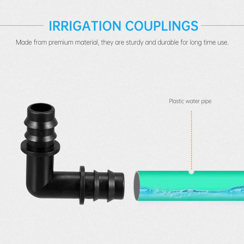 42 Pcs All In One Drip Irrigation Fittings Kit With Switch Valves Tees Elbows End Caps Plugs For Drip Systems, black elbow fitting