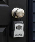 Key Lock Box For House Keys Outdoor Portable Lockbox With Resettable Four Digit Code Weather Resistant Durable Metal Body On Door Knob