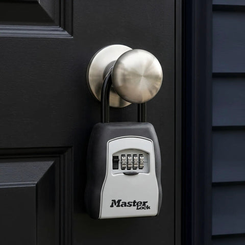 Key Lock Box For House Keys Outdoor Portable Lockbox With Resettable Four Digit Code Weather Resistant Durable Metal Body On Door Knob