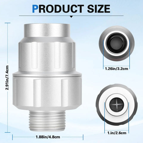 Inline 85470 Washing Machine Water Filter With Replacement Filter dimensions and design details.