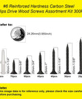 Road-Ready 6 Wood And Drywall Screw Kit With 300 Pieces, assorted sizes of black oxide coated screws for DIY projects.
