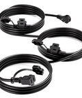 Heavy Duty 25 Ft Outdoor Extension Cord Built Like A Beast With Three Evenly Spaced Weatherproof Outlets, three black cords.