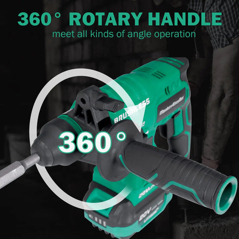Cordless SDS Plus Brushless Rotary Hammer Drill 20V With Two Point Two Joules Power Four Modes Variable Speed One Half Inch Chuck Four Point Zero Ah Battery And Fast Charger For Heavy Duty Masonry Workhorse