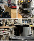 Effortless Electric Portafilter Cleaner Ditches The Messy Scrub And Kicks Out Stale Coffee Grounds In Seconds view of the product on a kitchen counter.