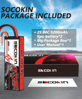 2S 7.4V 5200mAh 80C LiPo Battery With Hard Case T Plug For RC Cars Boats Drones Planes And Trucks packaging