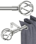 Chrome Curtain Rod With Decorative Cage Finials Built Tough Heavy Duty Adjustable Splice Rod For Windows Patio And Sliding Glass Doors Extends