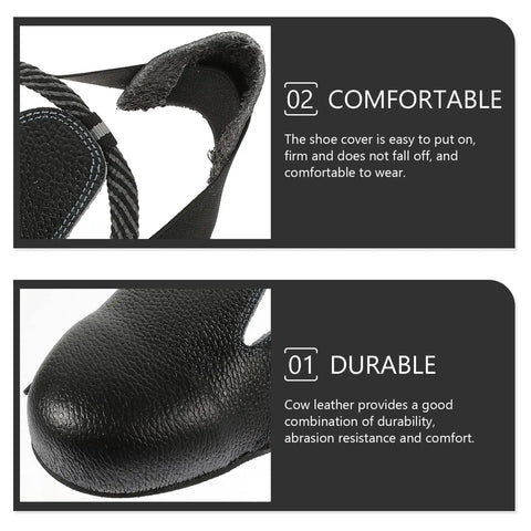 Close-up of Heavy Duty Steel Toe Cap Safety Shoe Covers With Leather Overshoes, showcasing durability and comfort features.