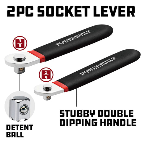 Two Piece Socket Levers With One Quarter Inch And Three Eighth Inch Drive Extra Low Profile Non Ratcheting Durable Chrome