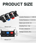 Three Way Spring Terminal Clip Push Release Connector Plate Jack Socket For Speakers Color Coded Red Blue Black 50mm By 25mm By 21mm Mounting Hole 45mm Copper And Plastic Build Speaker Terminal Strip Block Jointing Clip Test WP3 19 Two Pack